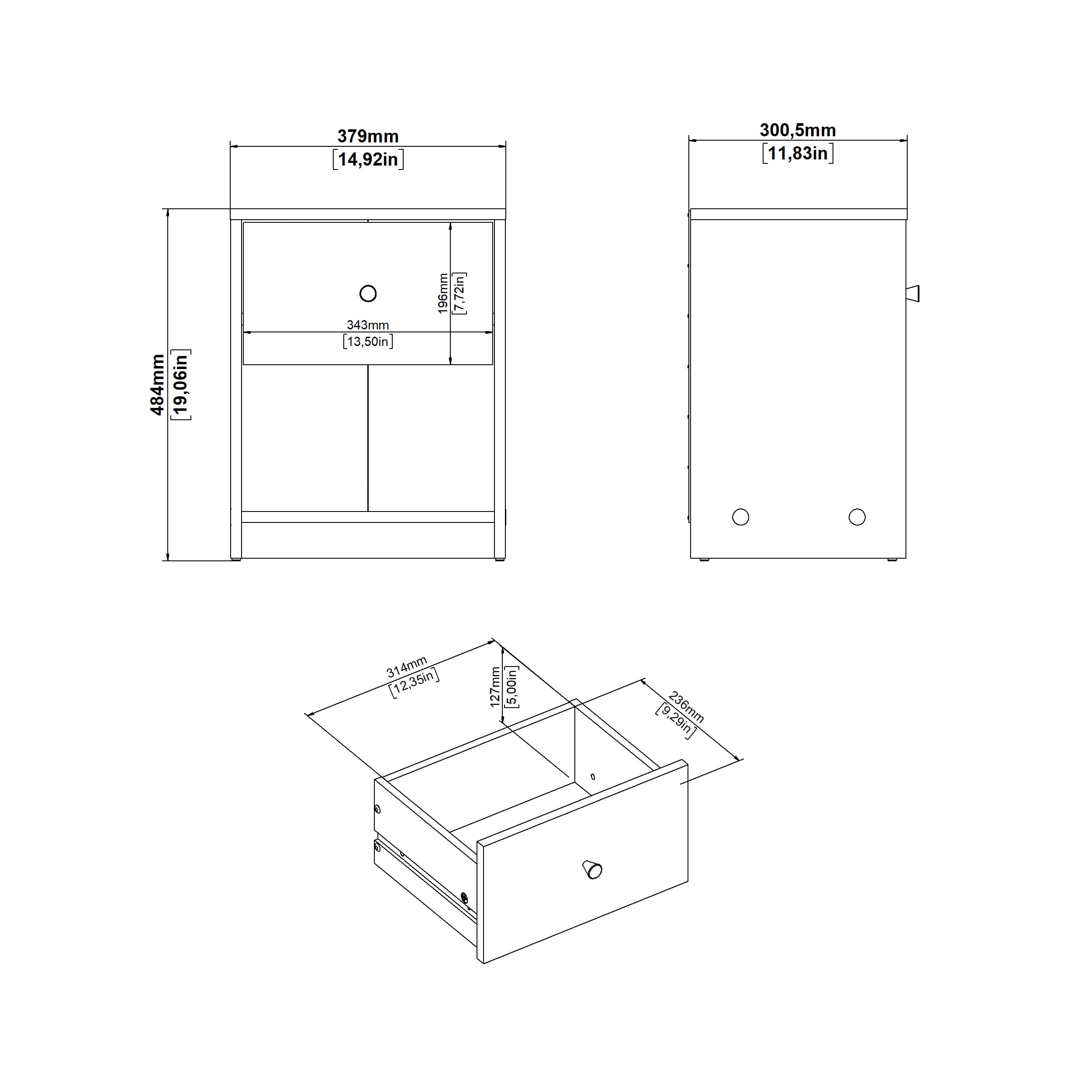 Tvilum Studio 3-Piece Bedroom Set - 6 Drawer Double Dresser And Nightstand Set Of 2, White