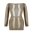 thumbnail image 1 of Femmes Sexy Crochet Tricot Évider Robe Manches Longues Backless Slim Fit Parti Club Nuit sur Mini Robe Cover Ups, 1 of 7