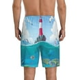 thumbnail image 3 of Bixox Men's Lighthouse Sea Port printed lightweight casual shorts, soft sleep shorts with pockets., 3 of 7