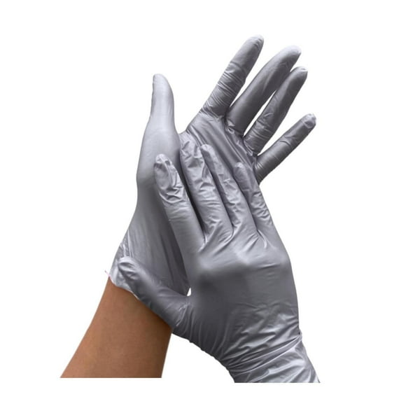Guante de Nitrilo Uniseal Plateado Ajuste Perfecto y Ergonómico Talla Chico