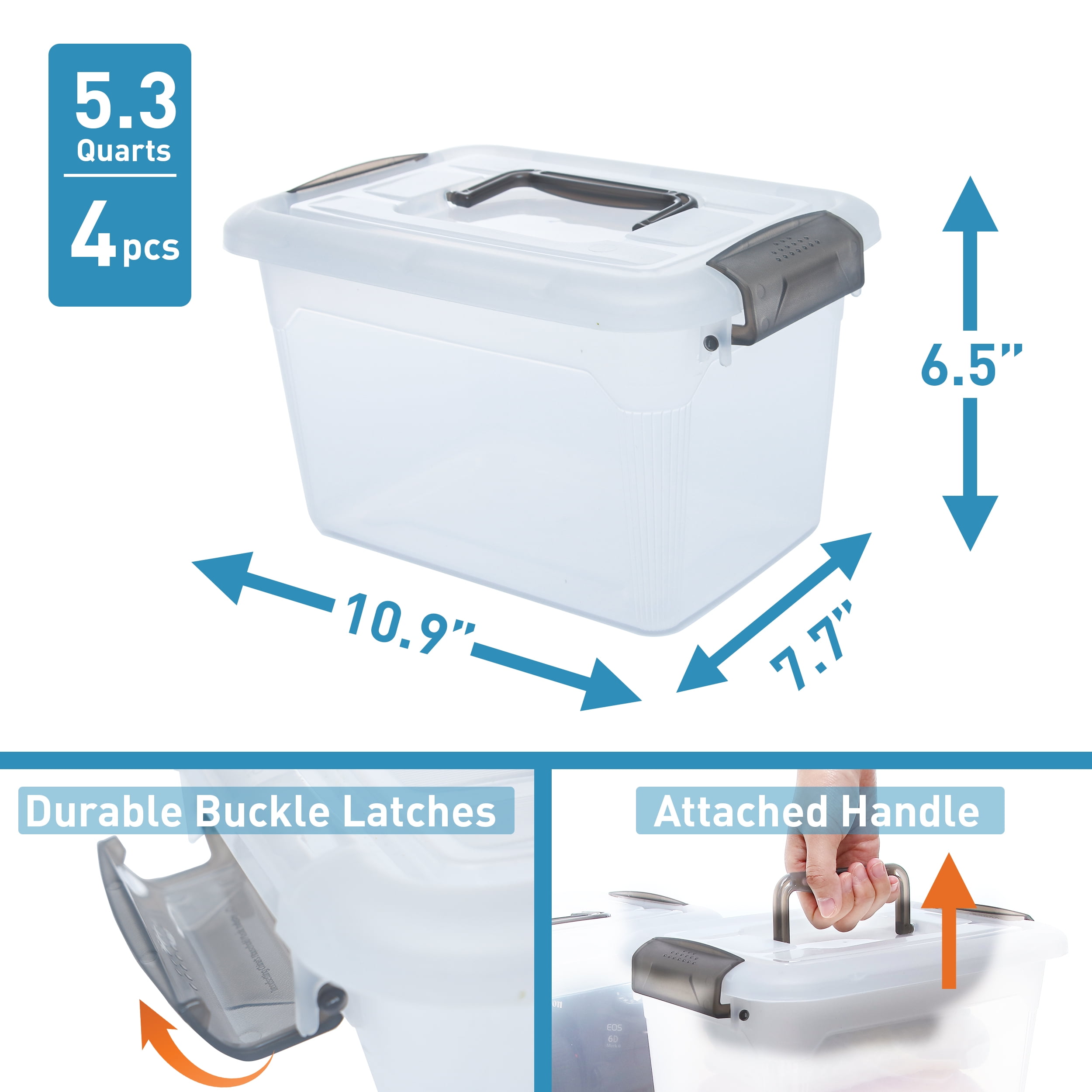 Citylife 32 QT Plastic Storage Bins with Removable Compartments