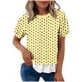 thumbnail image 2 of Fewfanhot Womens Tops Puff Sleeve Crewneck T Shirts Dressy Casual Blouses Spring Outfits Fashion Clothes, 2 of 6