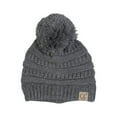 thumbnail image 3 of Gravity Threads  Kids Warm Cable Knit Thick Soft Beanie w/ Pom - Grey, 3 of 4