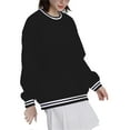 thumbnail image 3 of Women's Printed Round Neck Long Sleeve Sweatshirt, Autumn Winter Soft Skin-Friendly Comfortable Fabric Pullover Top for Daily Wear, Travel, Vacation, and Casual Occasions Black S, 3 of 6