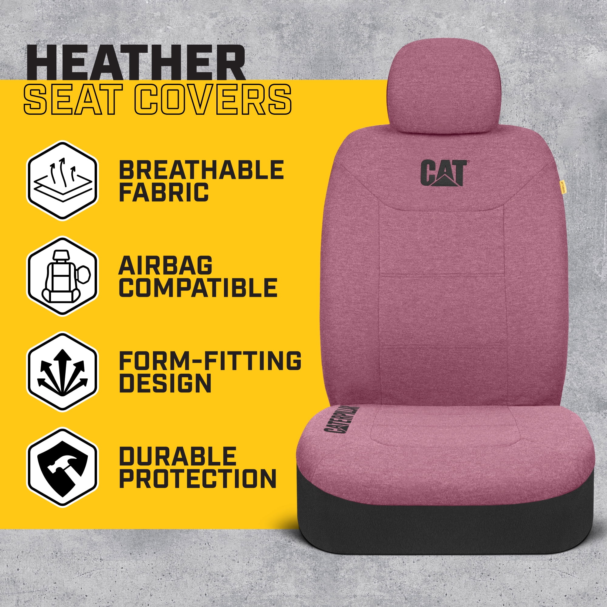 Cat CozyBlend Car Seat Covers, Burgundy Heather - Premium Jersey Fabric Seat Covers for Cars Trucks SUV, Universal Fit