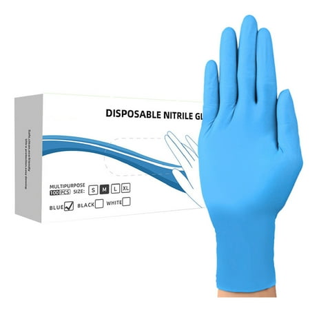 

LILELIS New Large Gloves Case of 100 Blue Nitrile Gloves Non Powder And Non Latex 100/ Box Gifts
