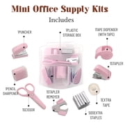 8 pcs Mini Office Supply Kits – Includes Mini Stapler, Scissors, Staple Remover, Puncher, Pencil Sharpener, Tape Dispenser