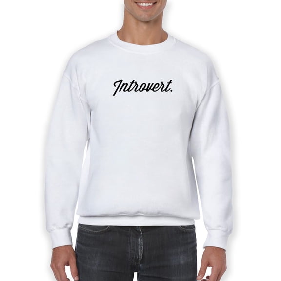 Introvert Curved Font Lettered Sweatshirt Men -GoatDeals Designs, Male Medium