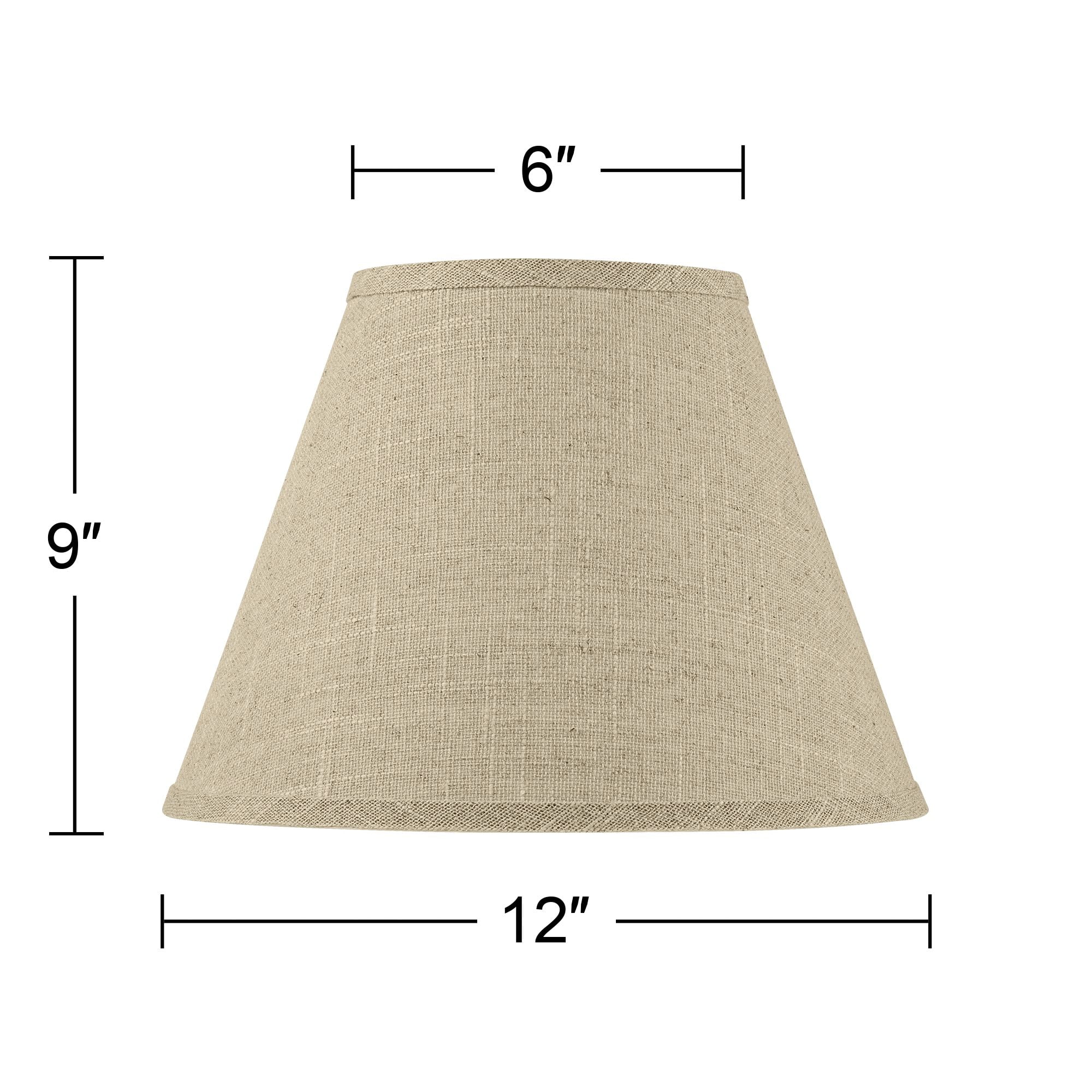 Springcrest Set of 2 Empire Lamp Shades Fine Burlap Small 6" Top x 12" Bottom x 9" Slant Spider Replacement Harp and Finial Fitting