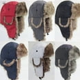 thumbnail image 3 of Faux Fur Bomber Trapper Hat for Men Cotton Warm Ushanka Russian Hat, 3 of 4