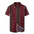 thumbnail image 1 of Camisas Tipo Para Hombre Hombres Primavera y verano Casual Solapa Estampado de un solo pecho Vacaciones en la playa Manga corta Camisa de vacaciones al libre (Red, XL), 1 of 6