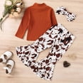 thumbnail image 4 of Ensemble 2 Pcs Saint-Valentin Hiver Filles Garçons Coton Col Rond Manches Longues Décontracté Imprimé Vache Pantalon Bandeau Ensemble 3 Pcs en Solde, 4 of 9