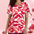 thumbnail image 2 of Edvintorg Valentine's Day Women's Blouse Shirt Clearance Casual Short Sleeve V-Neck Scrub Tops Uniform Workwear Cute Printed Shirts Tee Top With Pockets Roupas Femininas, 2 of 4