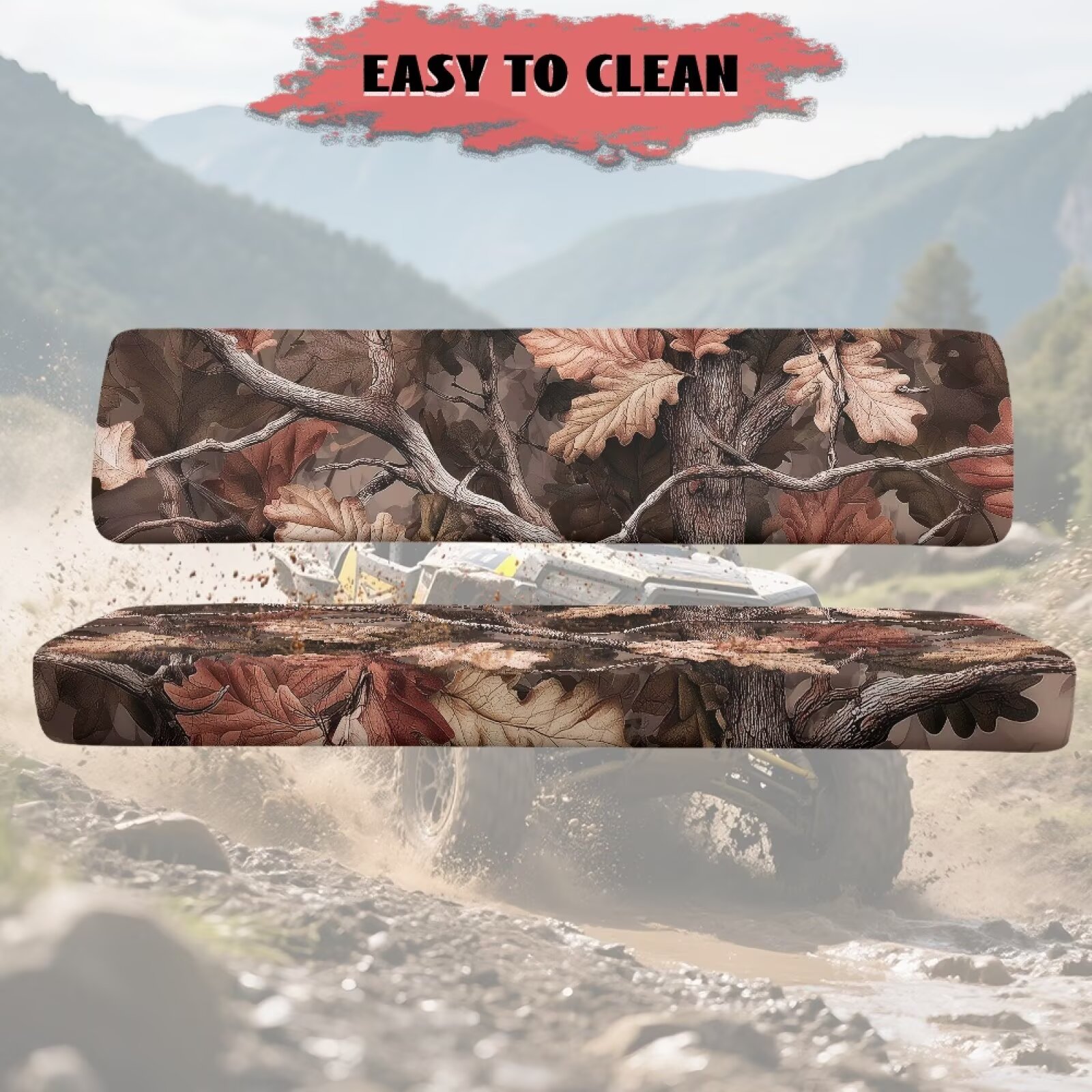 Uorisanigo UTV Seat Cover, All Season Weather Proof Camo Hunting Print Seat Cover for Kawasaki Mule 4010 4x4 FE 2025 2023 2022 2021, Replacement Mule Padded Protector Cushion