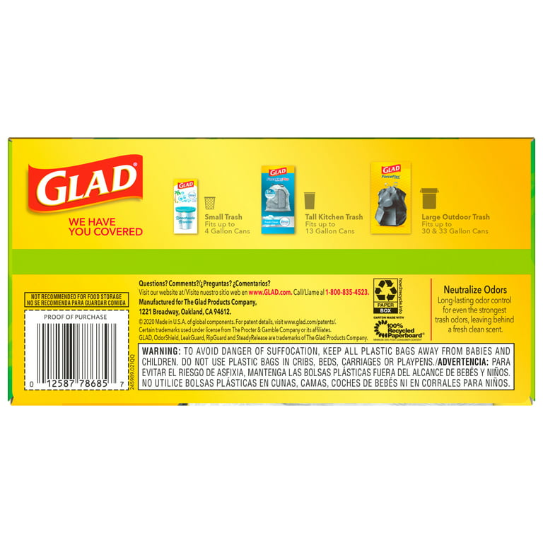Glad® Tall Kitchen Quick-Tie® Trash Bags, OdorShield® 13 Gallon White Trash  Bag, Gain Moonlight Breeze with Febreze Freshness, 40 Count, Household