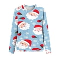 thumbnail image 4 of Bcresic Cute Santa Claus Long Sleeve Shirts for Christmas Womens Snowflake Graphic Tunic Tops Casual Crewneck Basic Tee Xmas Holiday Trendy T-Shirts Funny Going Out Pullover Top,#01_Light Blue,Small, 4 of 4