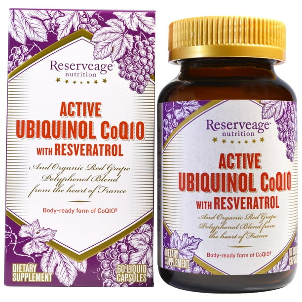 ReserveAge Nutrition Active Ubiquinol CoQ10 with Resveratrol, 60 Liquid