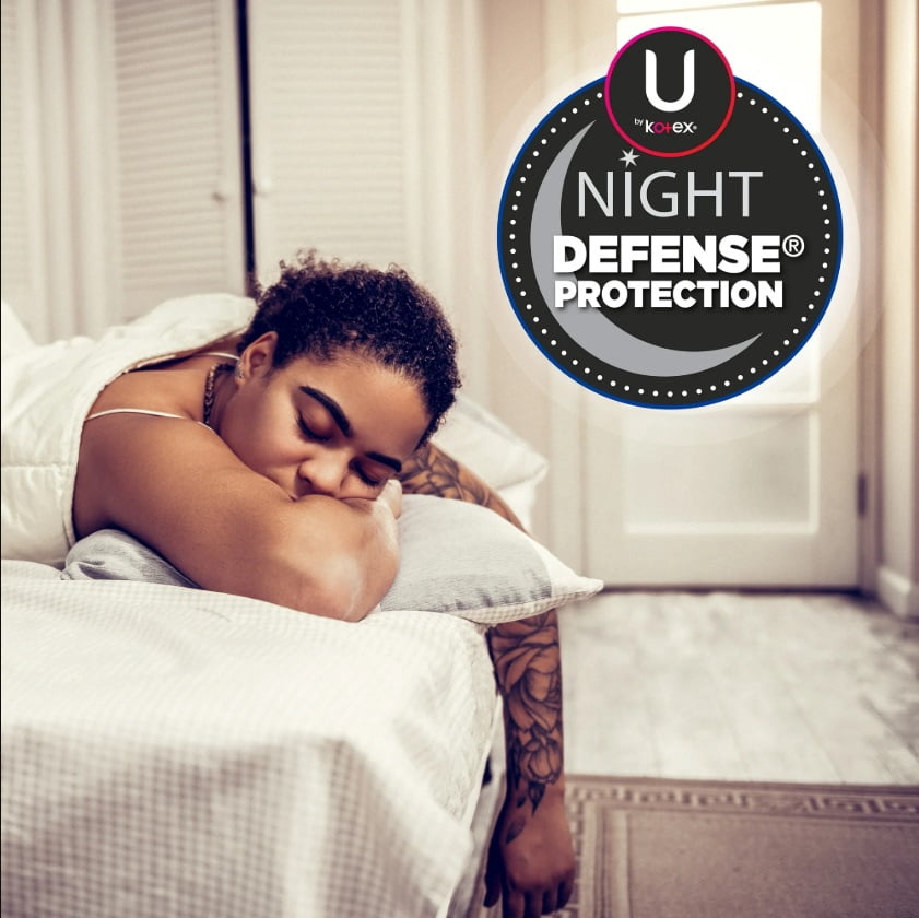 U by Kotex Security Maxi Feminine Pads with Wings, Extra Heavy Overnight Absorbency, Unscented, 24 Count