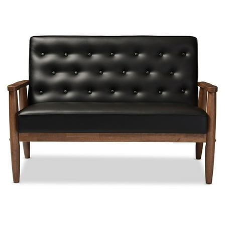Oak Upholstered Loveseat - Baxton Studio Sorrento Loveseat