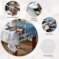 thumbnail image 5 of Blue Christmas Table Cloth Waterproof Tablecloths, Snowman Xmas Tree Winter Snowflake Tablecloth Dining Table Cover for Kitchen Party Tabletop Outdoor, Rectangle Tablecloth 60x102 Inch, 5 of 9