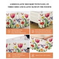thumbnail image 6 of Spring Floral Wrap Around Bed Skirts for Queen Bed 16" Drop,Bed Skirt with Adjustable Elastic Belt Dust Ruffle Bed Valance for Bedroom Hotel Rustic Tulip Butterfly Botanical Summer Bed Frame Cover, 6 of 7