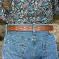 thumbnail image 6 of Men's Western Leather Belt Tooled Embossed Handmade Cowboy Belt with Removable Buckle 1.5” Wide, 6 of 8