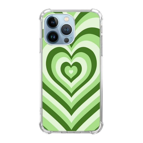 Green Heart Case for iPhone 11 Pro,Aesthetic Art Design TPU Shock-proof Cover Case