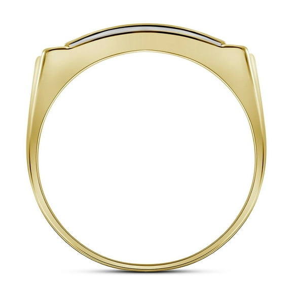 10K Yellow Gold Men's Round Dia. Rectangle Cluster Ring 1/2ctw, Men's Size: 7-13