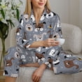 thumbnail image 6 of Bingfone Womens Pajama Sets Cute Dog Faces Print,Long Sleeve Loungewear Pajamas Set-Small, 6 of 8