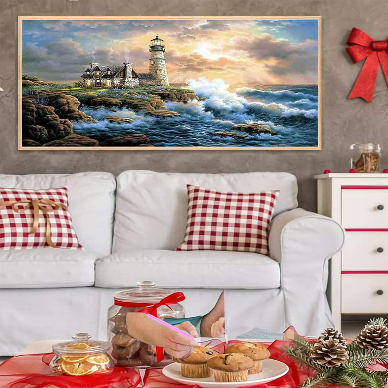YALKIN Lighthouse Large Diamond Painting Kits for Adults (35.5 x 15.7  inch), 5D Diamond Art Full Round Drill DIY Embroidery Pictures Arts Paint  by