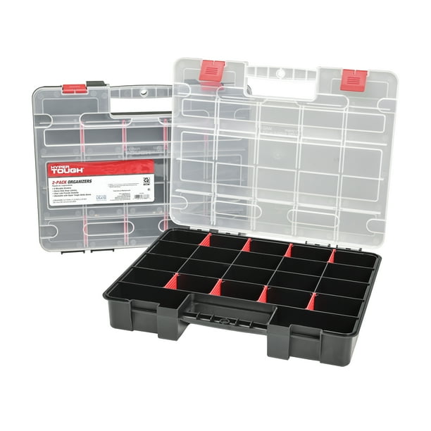 Hyper Tough 2-Pack Organizer, Stackable Plastic with 8 Movable