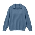 thumbnail image 5 of Collared Sweatshirts for Women,Long Sleeve Loose Casual Knit Solid Pullover Tops,Dating Casual Look, 5 of 6