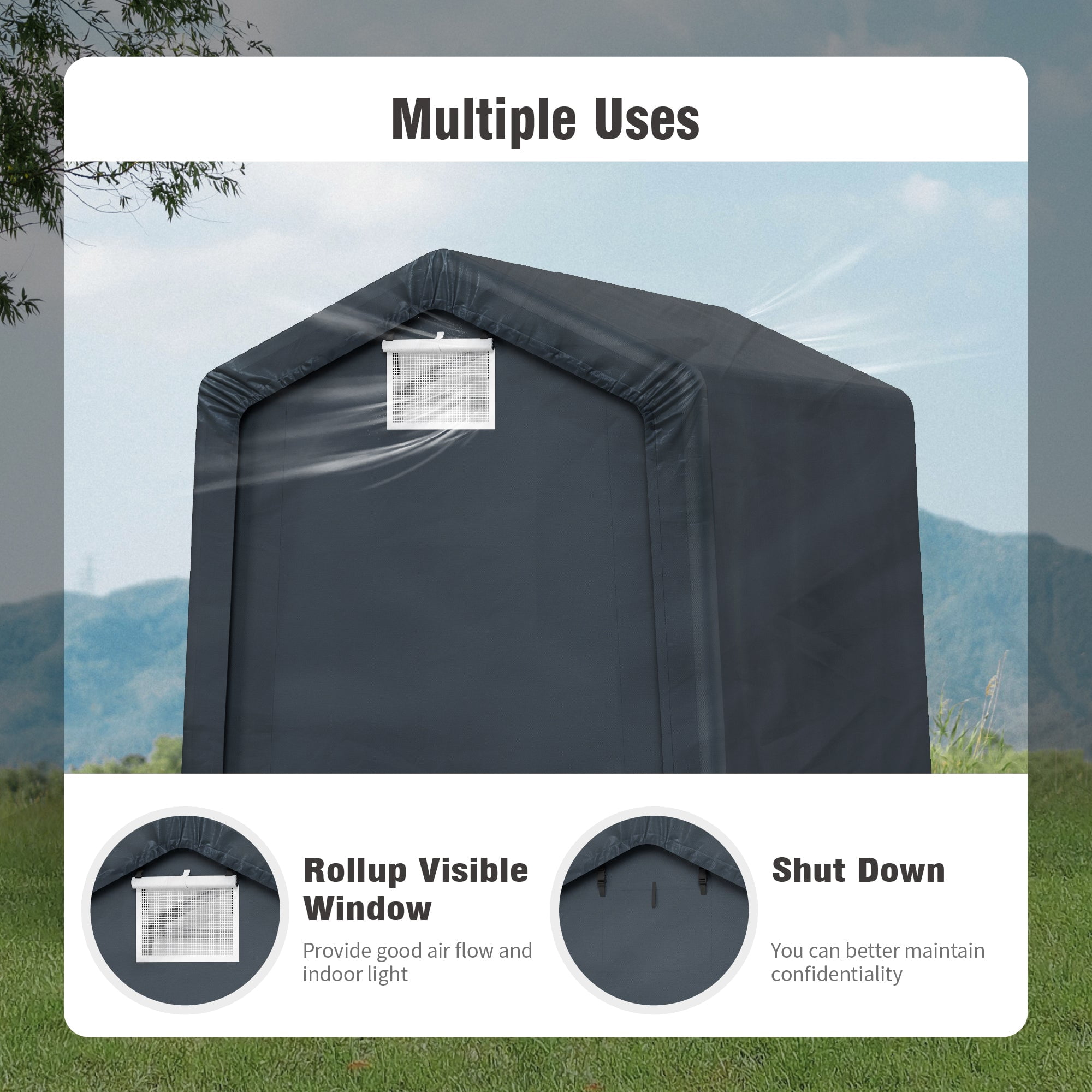 Alpha Joy 5.9 x 9.8 x 6.8ft Outdoor Storage Shed Heavy Duty Portable Carport Canopy Shelter, for Bike, Motorcycle, Garden Storage