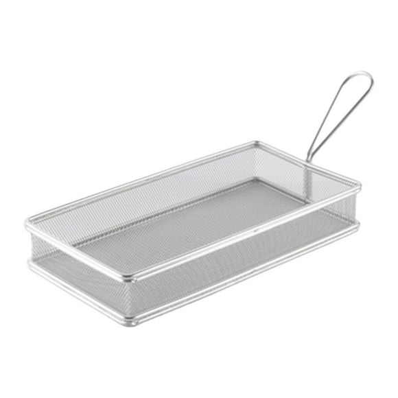 Malla De Alambre De Dise?o De Asa Para Cestas Para Freír Patatas Fritas Para Cocina, Barbacoa, Rectángulo De Malla Fina Sunnimix Cesta para freír patatas fritas