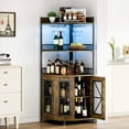thumbnail image 2 of Huisuilinss Corner Bar Cabinet,5-Tiers Modern Wine Cabinet With LED Light And Power Outlet,64'' Tall Home Bar Liquor Cabinet With Glass Holder For Living Room Dining Room, 2 of 8
