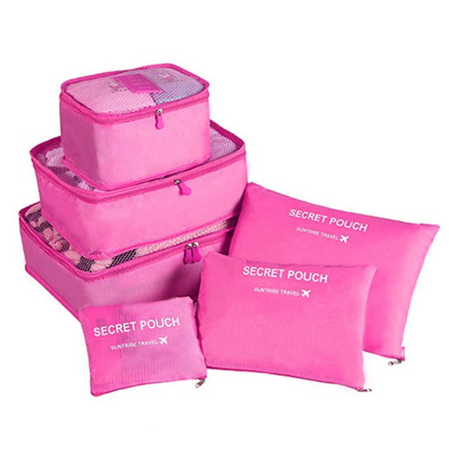 Juego de bolsas de almacenamiento de viaje, organizador de equipaje plegable portátil para zapatos, embalaje de ropa, organizador ordenado, Maleta de armario, 6 piezas
