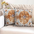 thumbnail image 5 of Boho Orange Throw Pillow Covers 18x18 inch Set of 2, Rust Coral Floral Persian Carpet Double Sided Pattern Soft Plush Cushion Cover for Couch Sofa Bed Decorative, Only Pillowcase (No Insert), 5 of 6
