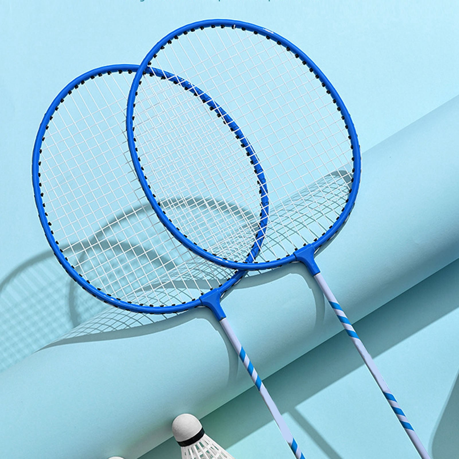 YAHHU Premium Iron Alloy Badminton Rackets Set with Nylon Shuttlecocks and Carrying Bag, 2 Player Set, 5 Pieces, Blue