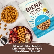 BIENA Chickpea Snacks, Roasted Chickpeas, Sea Salt, Crunchy Healthy Snacks, High Protein & High Fiber Vegan Snack, Gluten Free Plant Based Snack for Adults & Kids, 4-Pack, 5 Oz Bags