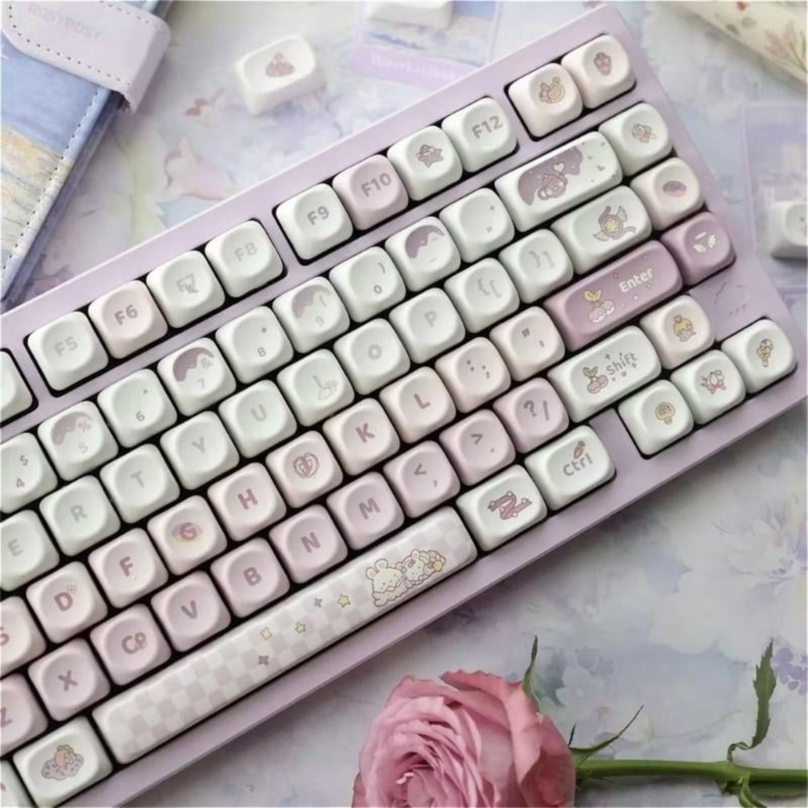 Cute Purple Rabbit Gradients Keycap MOA Profile 136Keys Small Tilt Thermal Sublimation Mechanical Keyboards Customization