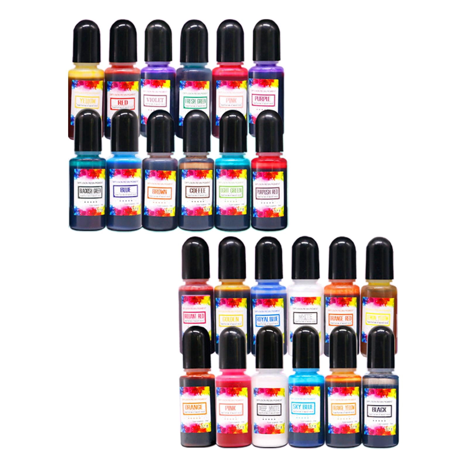 FVDPWYE 24Pcs Ink Set Epoxy Resin Pigment Liquid Dye Concentrate 10ml Each based Ink for