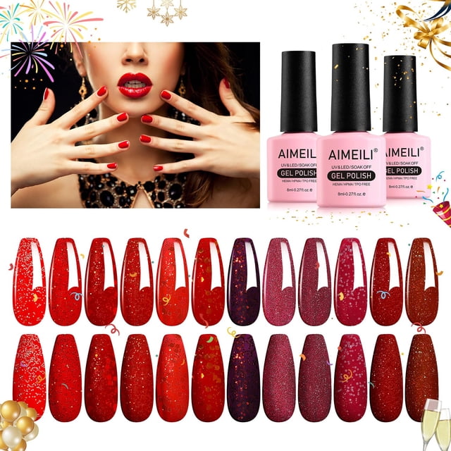 Esmalte de uñas en gel AIMEILI Soak Off UV LED sin hemas rojo 96 ml