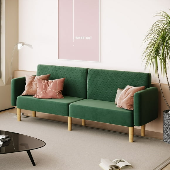 Celeste Sofa Bed Couch, Modern Convertible Couch Sofa used as Sleeper Sofa or Futon Sofa with Upholstered Fabric For Living Room and Bedroom (Emerald, Velvet)