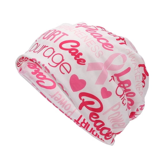 Hukai Print Skull Hat Supportive Breast Cancers Awareness Hat Elastic Headwrap Hat Fashion Accessory Brimless Hat