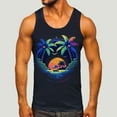 thumbnail image 2 of kpoplk Men Fashion Spring Summer Casual Sleeveless O Neck Printed Tank Tops Blouse XXL Z4-Black, 2 of 5