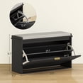 thumbnail image 3 of HOMCOM Shoe Bench with Padded Seat and Flip-Drawer for 8 Pairs, Black, 3 of 8