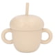 thumbnail image 1 of Taza de entrenamiento de silicona a prueba de derrames para bebés con asas dobles y tapa beige, 1 of 14