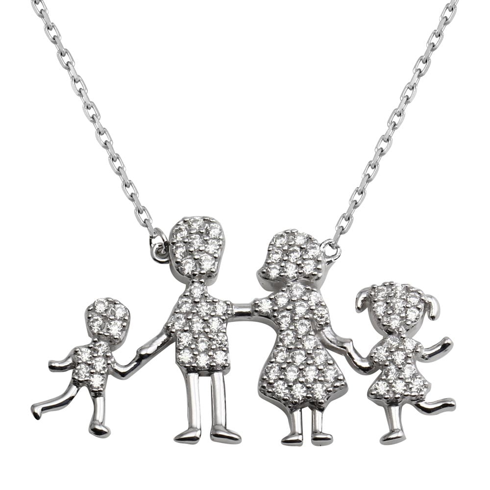 Silver Pendant with Cubic Zirconia Mother and Child Silver Clear CZ new 925 Silver Pendant with Cubic Zirconia Mother and Child Silver Clear CZ new 925