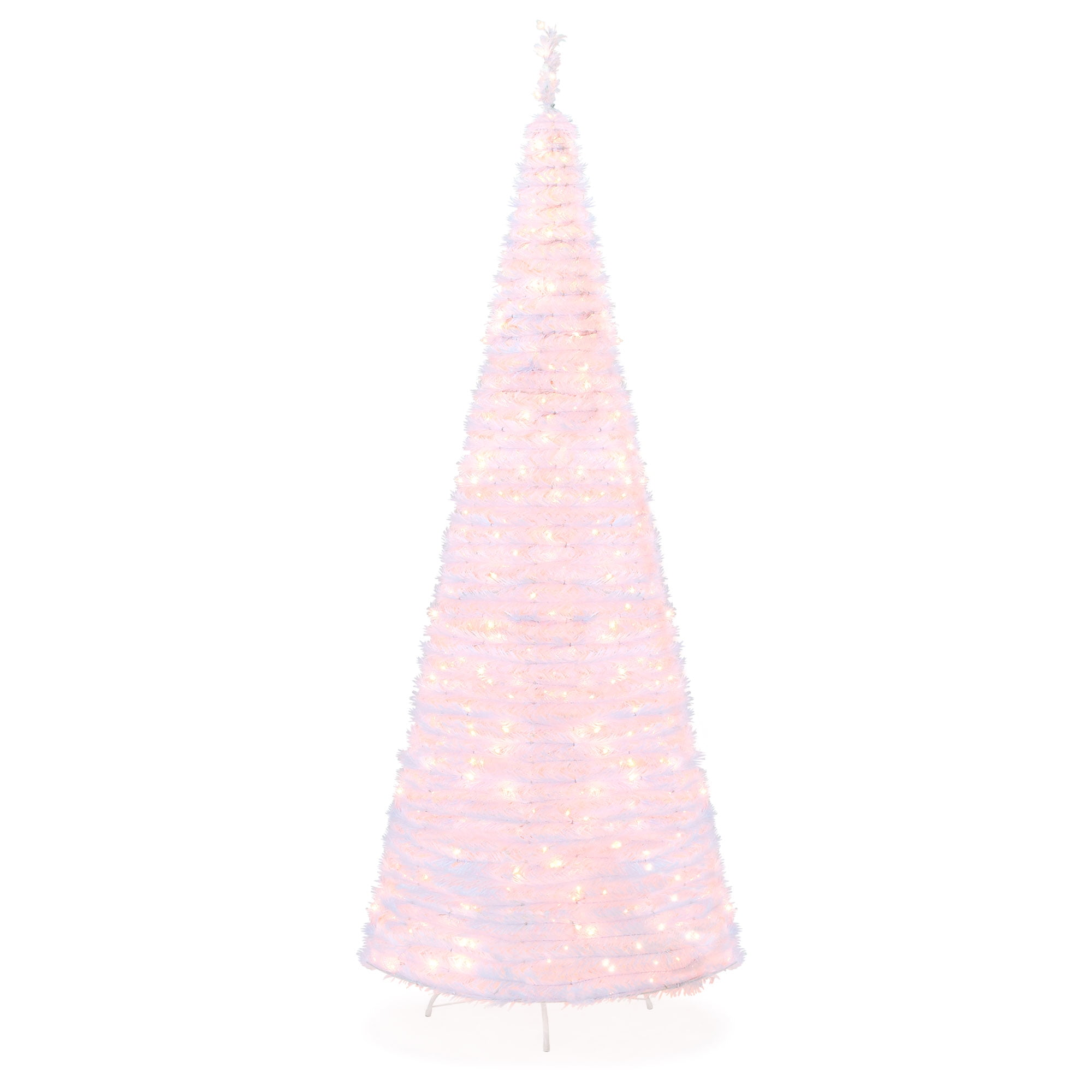 Best Choice Products 7 5ft Pre Lit Pop Up Artificial Christmas Tree Holiday Decoration W 450 White Lights Stand Walmart Com Walmart Com