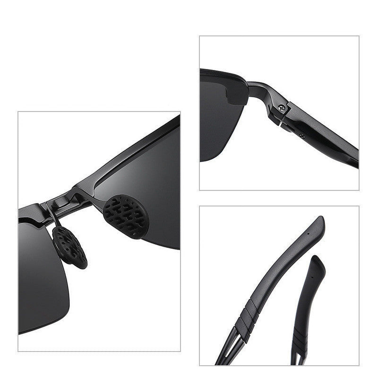 Mens Polarized Sunglasses with UV400 Protection Aluminum Magnesium Alloy Half Frame Square TAC Lens for Driving Cycling